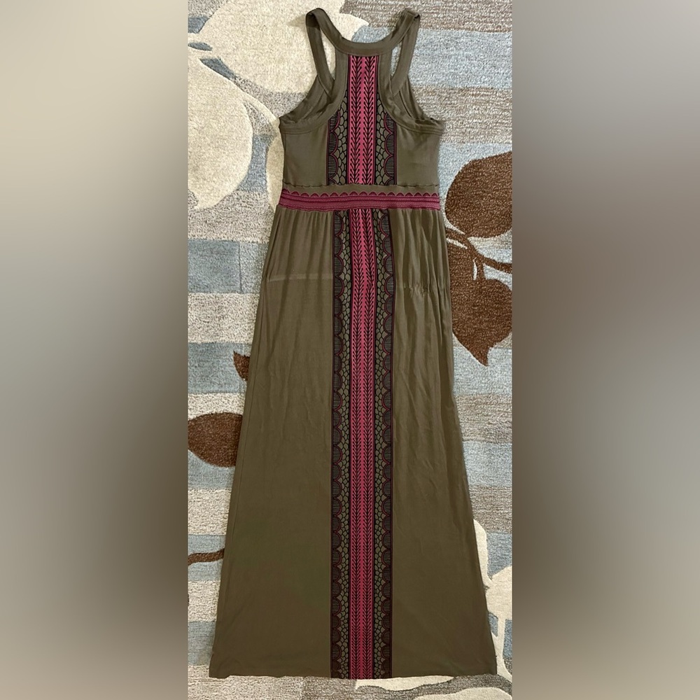 Athleta Sleeveless Jersey Racer Back Maxi Dress in Olive Green